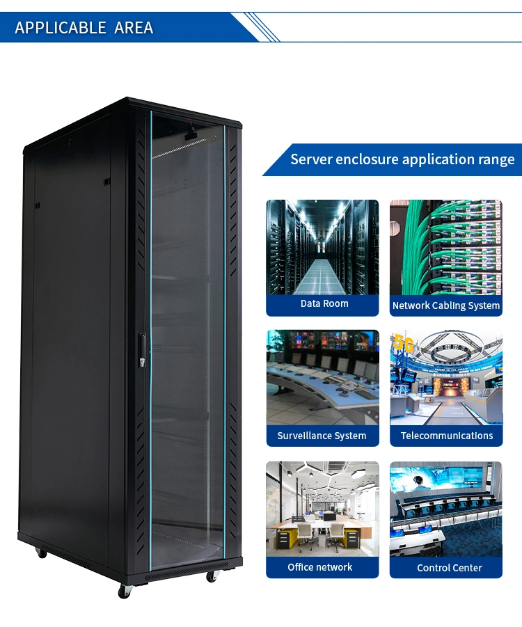 19-Inch 18u -42u Floor Standing Server / Data Cabinet Network Cabinet Server Cabinet Rack for Optical Fiber Devices, Communication Devices, and Switch Devices